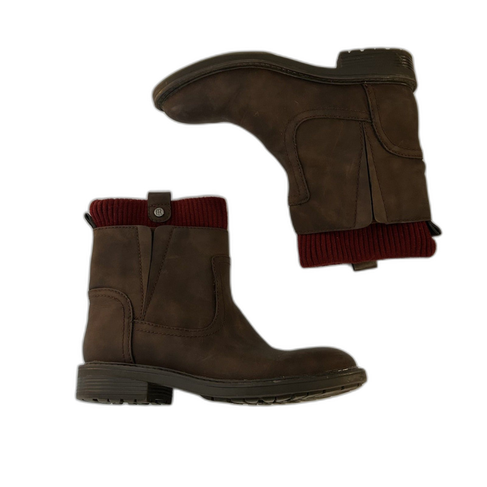 Tommy Hilfiger Womens Rugby 2 Ankle Booties Size 8.5M Brown Faux Leather